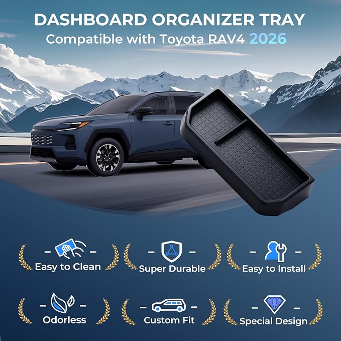 Dashboard Storage Tray Dash Organizer for Toyota RAV4 2026 (Only for 10.5-Inch Screen, Not for 12.9-Inch Screen) Interior Accessories Center Console Behind Screen Storage Box for 2026 RAV 4
