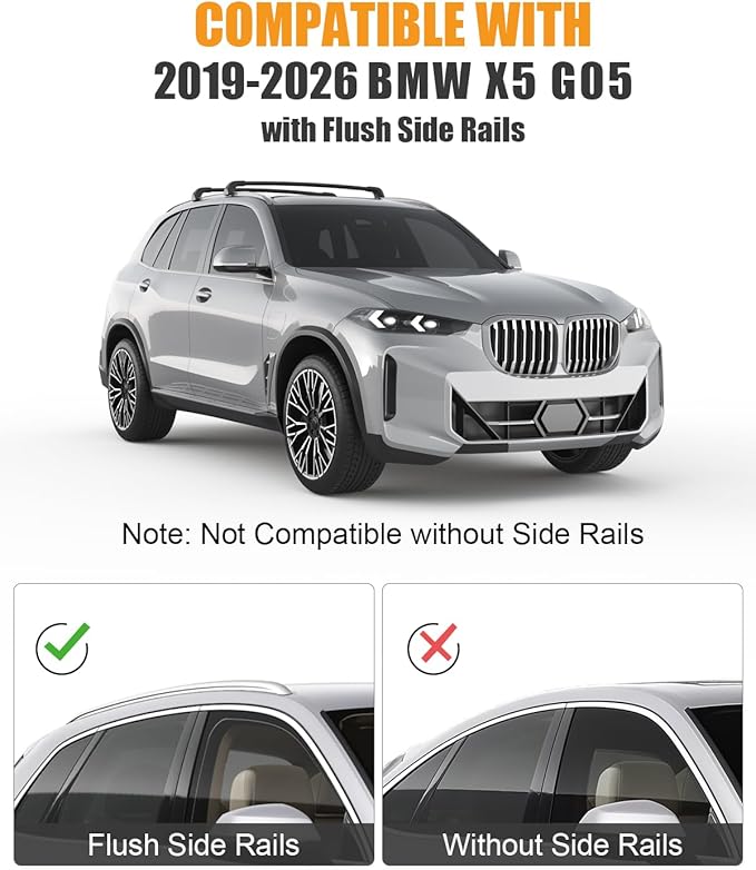KINGGERI 330lb Lockable Roof Rack Cross Bars Compatible with BMW X5 G05 2019-2026 with Flush Side Rails, Heavy Duty Rooftop Aluminum Roof Rails Crossbars Cargo Anti-Theft Luggage Accessories