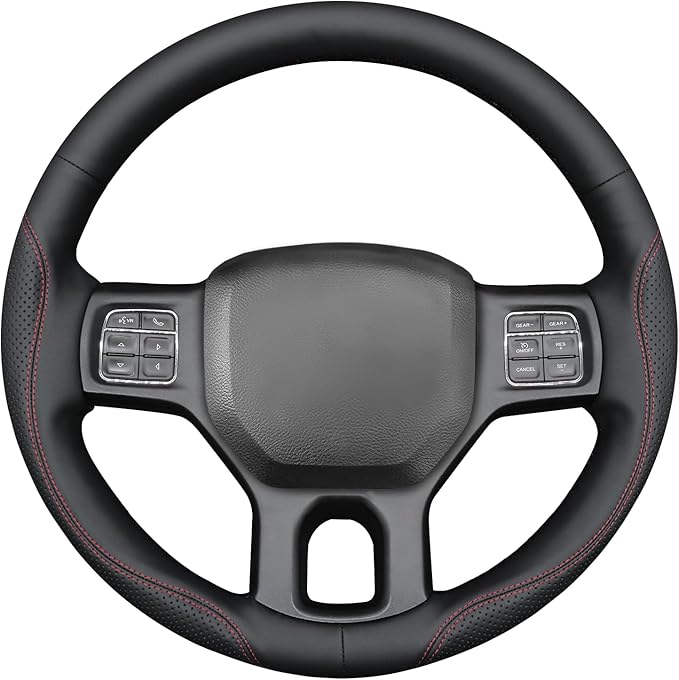 MEWANT Hand Stitch Steering Wheel Cover for Dodge RAM 1500 2012-2018 1500 Classic 2500 Black Faux Leather Steering Wrap