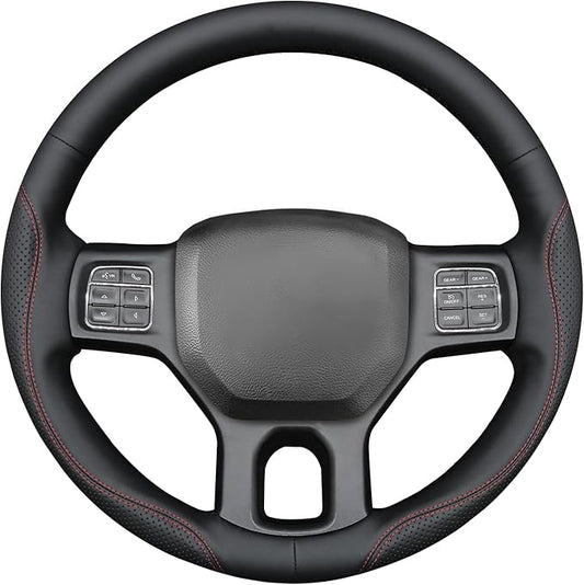 MEWANT Hand Stitch Steering Wheel Cover for Dodge RAM 1500 2012-2018 1500 Classic 2500 Black Faux Leather Steering Wrap
