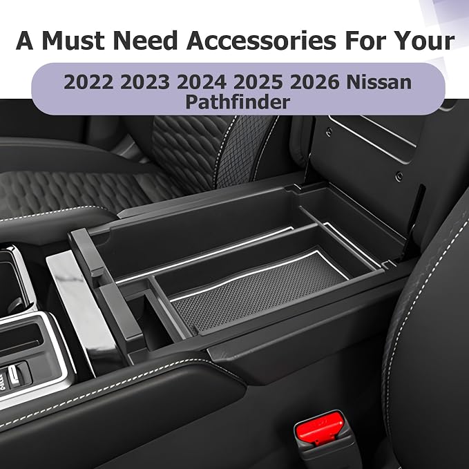 LUWU 2025 2026 Pathfinder Center Console Organizer Compatible with Pathfinder 2022 2023 2024 2025 2026 Accessories Armrest Console Storage Box Insert Tray ABS Material Coin Container, White