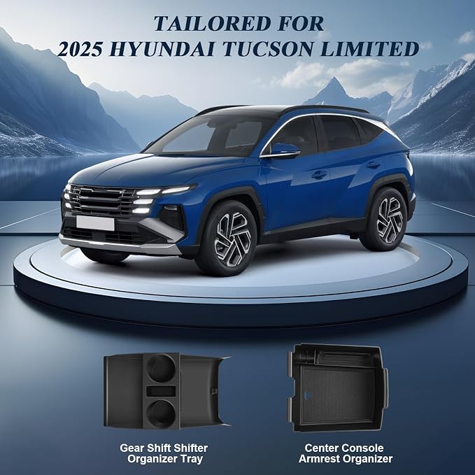 BIBIBO 2Pack 2025 Tucson Center Console Organizer for 2025 Hyundai Tucson Limited Under Console Tray 2025 Tucson Insert Under Center Console Organizer 2025 Hyundai Tucson Limited Accessories Tucson