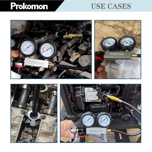 Engine Cylinder Leak Down Tester Kit;Gasoline Engine Leakdown Tester Kit with Extension Rod;Cylinder Leakage Tester Set for Pressure Check and Leakage Rate Test (Grey 4pcs)