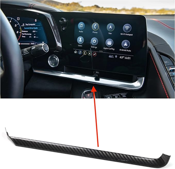 Compatible with Corvette C8 Carbon Fiber Interior Trim Kit Covers Accessories (Real Carbon Fiber) (3 Piece Kit) fits 2020 2021 2022 2023 2024 2025