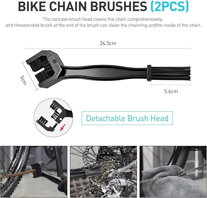 Bike Cleaner Set, 500ML - Fast-Action, Bicycle Cleaning Spray 120ml Chain Lube Brushes And Sponge Bicycle Cleaning Kit Safe on All Surfaces and Suitable for All Types of Bike.