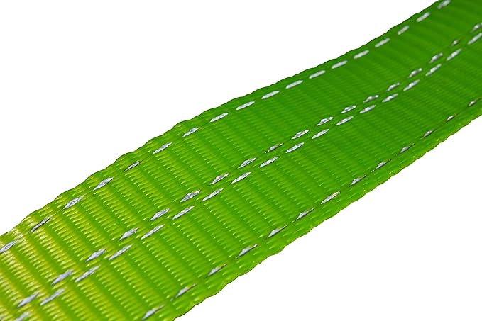 Mytee Products 4 Pack 2" x 96" Car Tie Down Straps for Trailer with Flat Hook - 3333 LB WLL Green High Viz Lasso Style Tire Straps with Ratchets