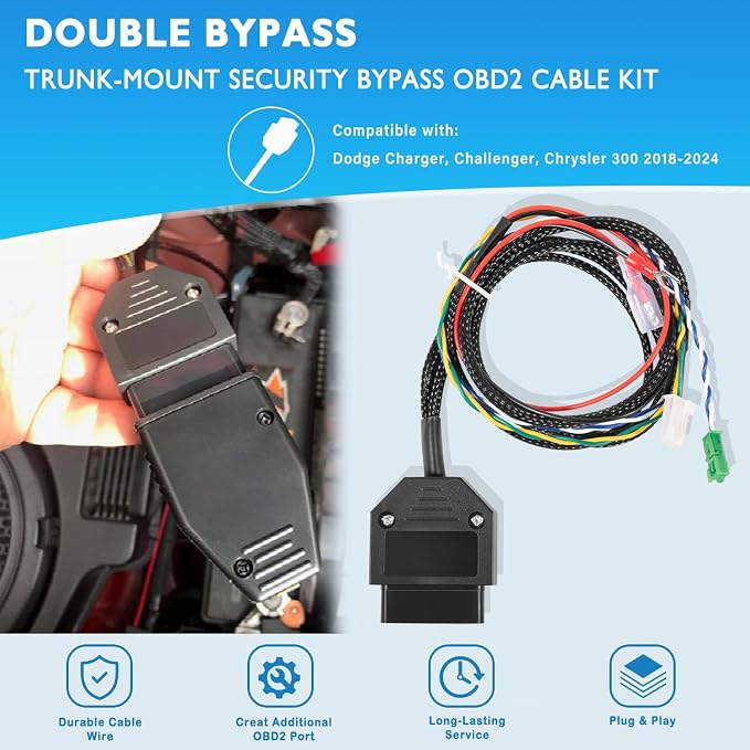 Double Bypass | Trunk-Mount Security Bypass Cable Kit Compatible with Dodge Charger, Challenger, Chrysler 300 2018-2024