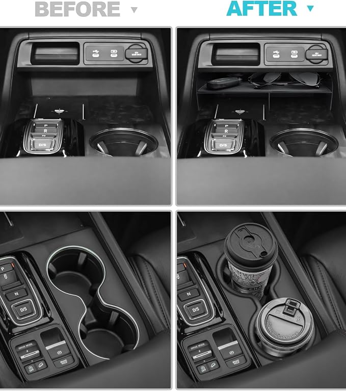 CDEFG 4Pcs for 2026 Honda Passport Center Console Organizer, for 2023 2024 2025 2026 Honda Pilot Accessories Middle Console Divider Storage Box & Armrest Tray & Wireless Charging Cover & Cup Holder