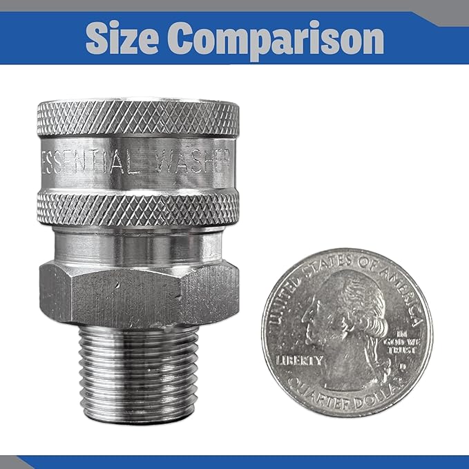 Essential Washer Stainless Steel ⅜” Quick Connect Male NPT | Pressure Washer Quick Connect Fittings | 5000 PSI | Set Of 6