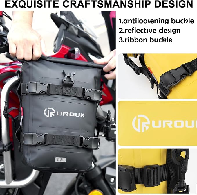 6-8L Waterproof Motorcycle Bumper Bag Motor Crash Bar Bag Side Frame Pannier Bag with Shoulder Strap - Essential Riding Gear for Motorcycles