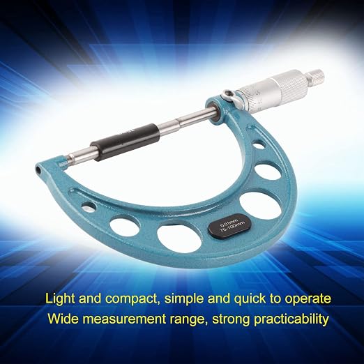 Walfront Outside Micrometer Measurement Tool Outer Diameter Micrometer Precision Micrometers Metric Thickness Measuring Instrument (75-100mm)