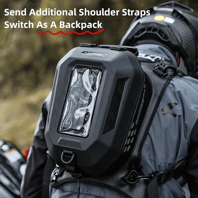 Rhinowalk Motorcycle Tank Bag Waterproof TPU Motorcycle Backpack Compatible Phone Under 6.6" Fits Honda Yamaha Suzuki Kawasaki Harley-Black
