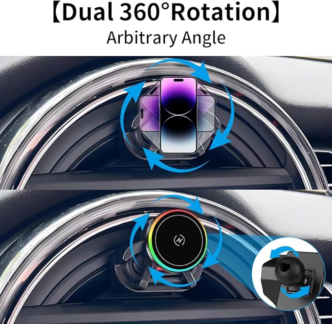 Car Magnetic Phone Mount for 2014-2021 Mini F54 F55 F56 F57 F60 [2017-2021 F-Series Clubman/Convertible/Hardtop 2 & 4 Door]and 2014-2016 Cooper and 2017-2020 Countryman Fast 15W Wireless Charger Stand