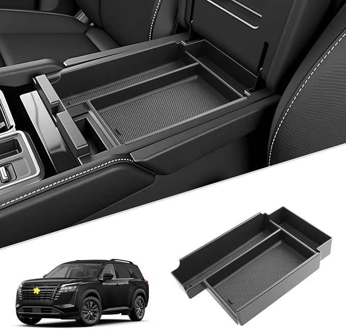 SKTU for 2026 Nissan Pathfinder Center Console Organizer for 2026+ Nissan Pathfinder (SV/SL/Rock Creek/Platinum) Console Tray Nissan Pathfinder 2026 Accessories ABS Insert Armrest Storage Box