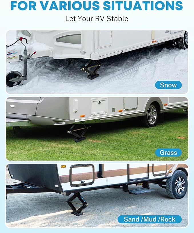 Kohree 2 Pack RV Stabilizer Jack Pads Fits Foot Base 8.75"-9.5" x 5.5", Heavy Duty Rubber Scissor Jack Foot Plate Pads, RV Leveling Blocks for Trailer & 5th Wheels