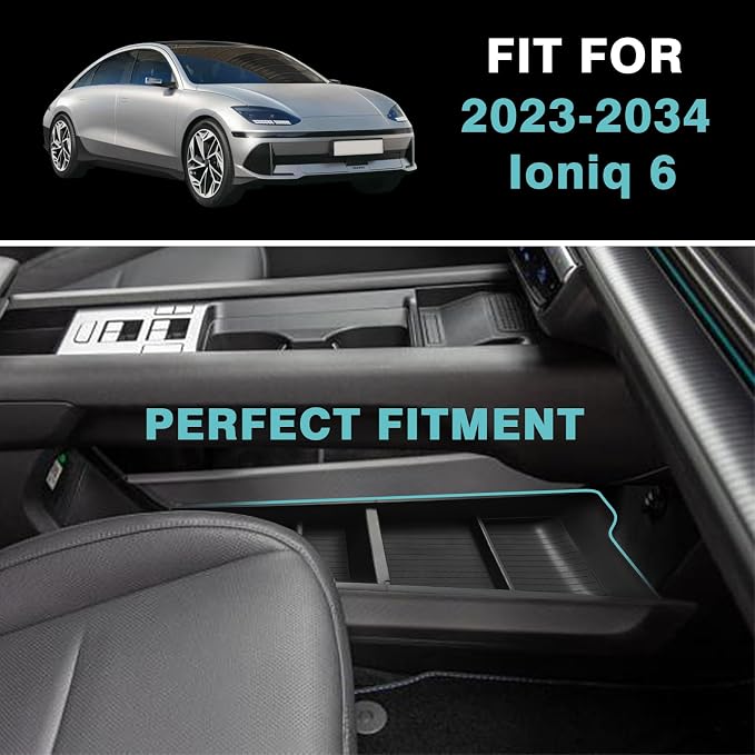 BestEvMod for Ioniq6 Lower Center Console Organizer Compatible with Hyundai Ioniq 6 Accessories 2025 2024 2023 Tray Storage Box Armrest ABS Material (Lower Organizer)