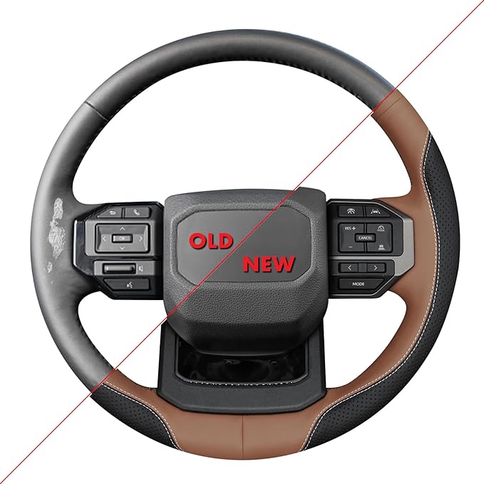 MEWANT Hand Stitch Steering Wheel Cover for Toyota Land Cruiser 2024-2026, Custom Fit DIY Wrap Interior Accessories