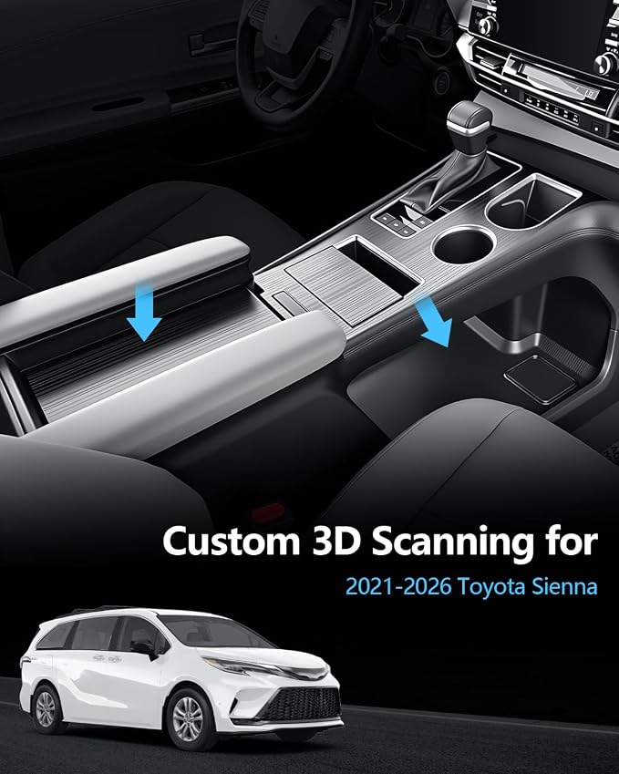 SKTU 3-Pack for 2021-2026 Toyota Sienna Center Console Organizer 2021-2026 Sienna Lower Console Tray Toyota Sienna 2024 2025 2026 Accessories Under Console Tray (Not Fit Models with Refrigerator)
