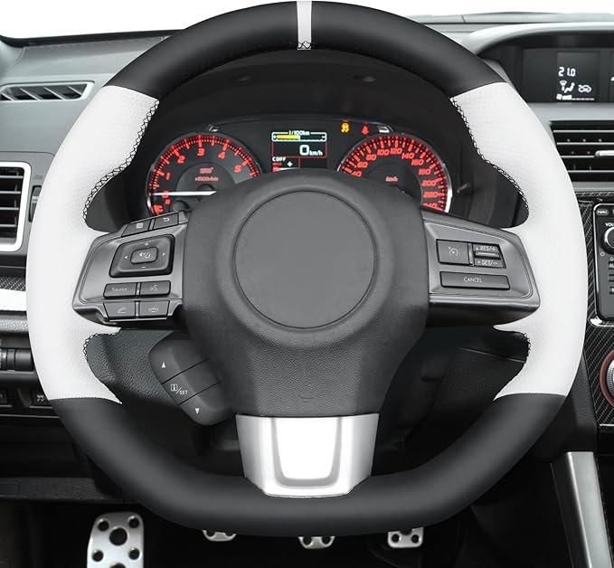 MEWANT Hand Stitch Steering Wheel Cover Wrap for Subaru WRX 2015-2021 / WRX STI 2015-2021 Steering Wheel Accessories for Subaru WRX