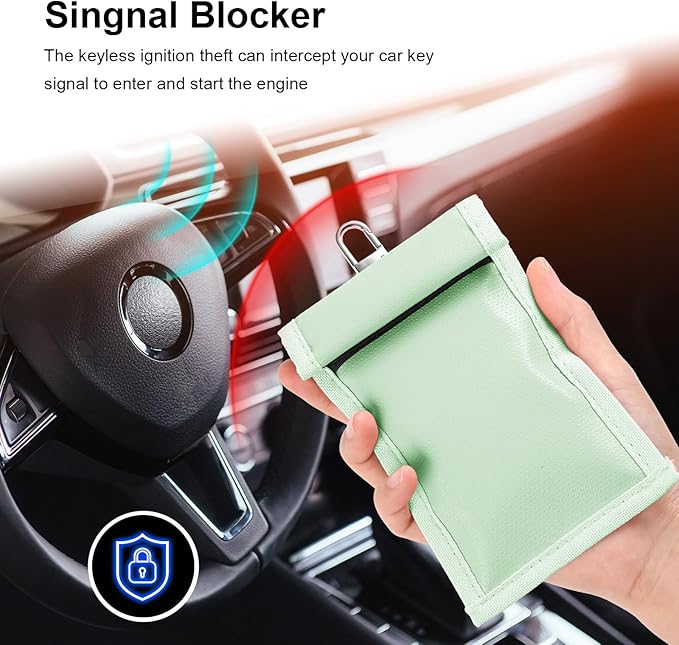 Shinylin 6 Pack Faraday Bags for Laptop Phone Car Key Tablet, EMP Proof Faraday Bags Waterproof Faraday Cage Device Signal Proof Faraday Blocker Pouch for Anti Theft Anti Tracking (Green)