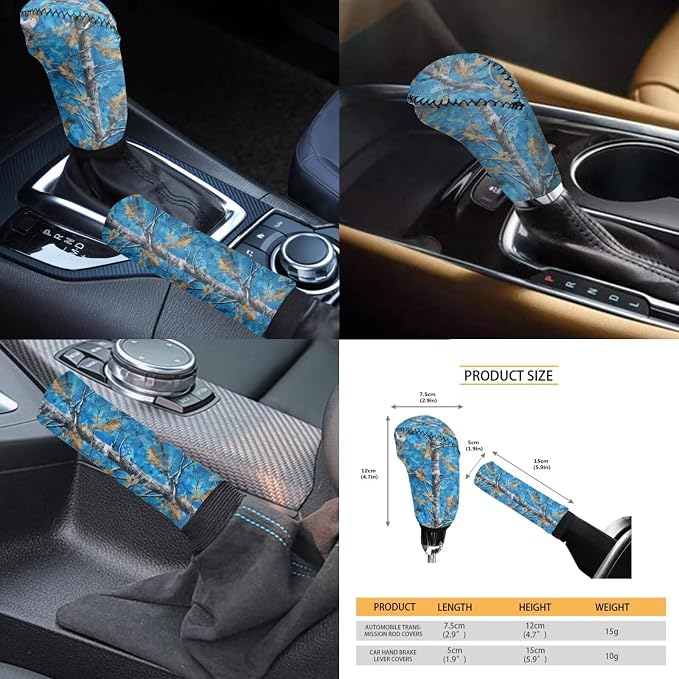 KEIAHUAN Blue Camo Hunting Car Seat Cover Full Set 11 Piece with Steering Wheel Cover/Headrest Cover/Gear Shift Cover/Handbrake Cover/Cup Coasters Universal Fit for Minivan,SUV,Sedan,Truck