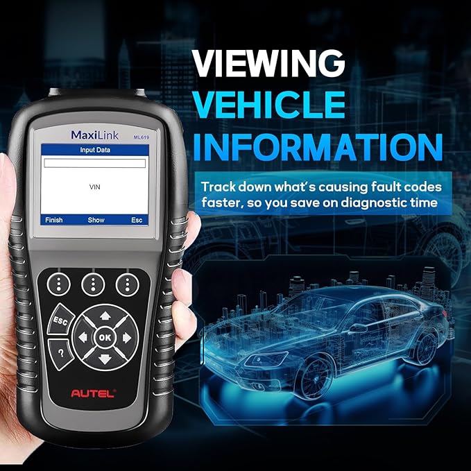 Autel Maxilink ML619 OBD2 Scanner, 2026 ABS SRS Diagnostic Scan Tool,Up of ML519 AL519 AL619,Code Reader Turn Off Check Engine Light Car Diagnostic Tool with 10 OBD2 Test Modes,DTCs Lookup,Graphs Data