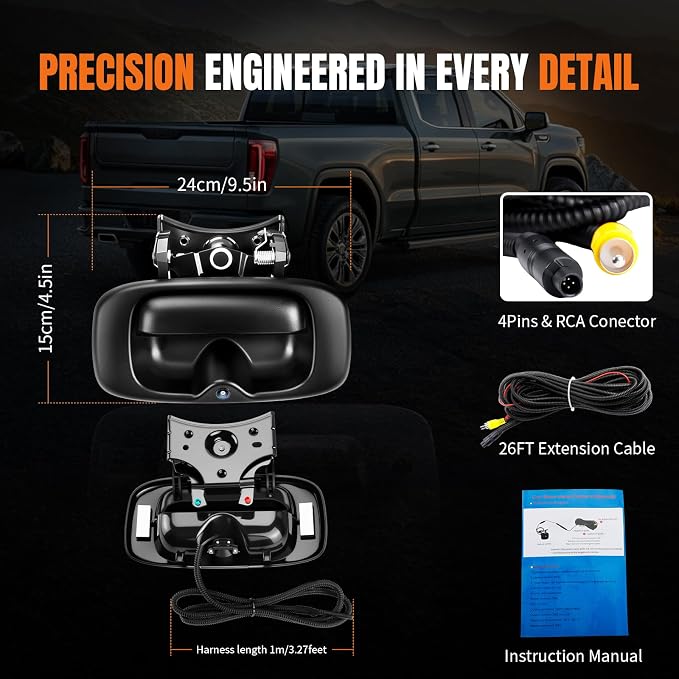 LCWRGS Tailgate Latch Handle Bezel Trim Kit with Backup Camera OE# 15228539 | Fits for 1999-2006 Chevy Silverado GMC Sierra 170° Wide-angle Night Vison Waterproof Easy Installation Rear View Camera