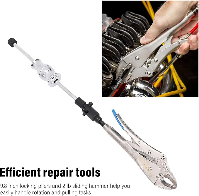 Slide Hammer Puller 9.8in Locking Pliers 2lb Slide Hammer Swivel Connector Tool for Nail Pin Seal CV Axle Disassemble