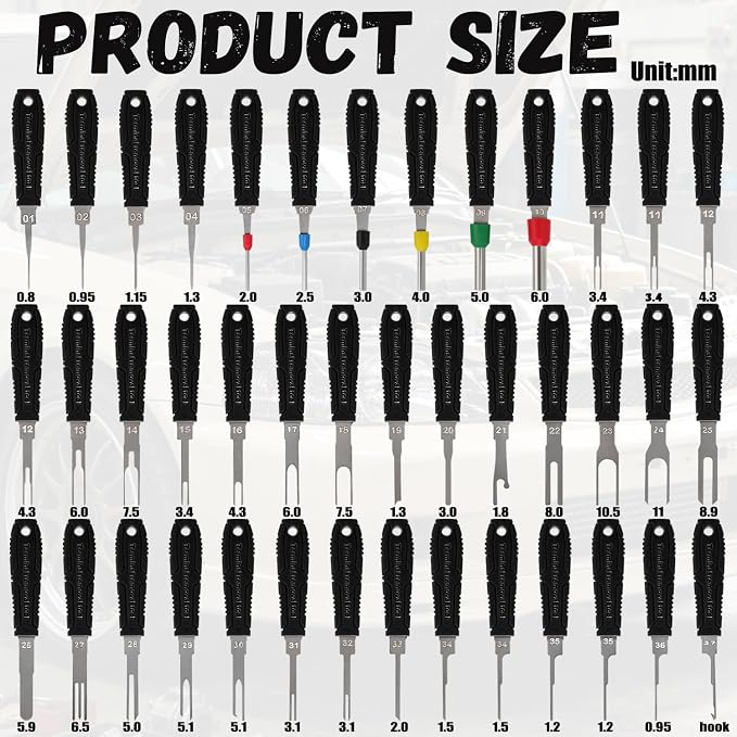 Depinning Tools Kit - 41Pcs Pin Removal Tools with Blow-Molded Case | 41Pcs Terminal Removal Tools Terminal Pin Removal Kit for Automotive Motorcycle Electrical Wire Harness & Connectors