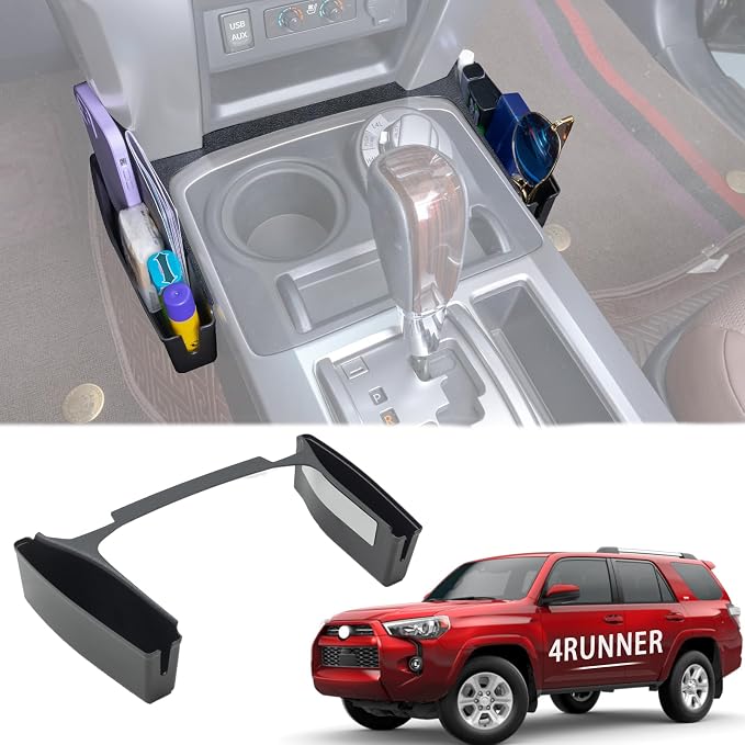 JDMCAR Center Console Organizer (Red Trim) and Gear Shift Organizer Tray Compatible with Toyota 4Runner Accessories 2010-2024