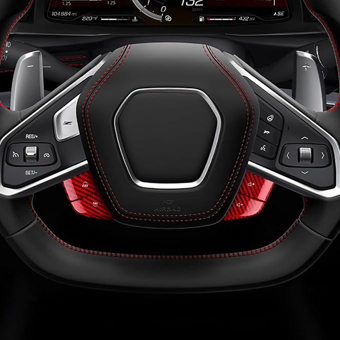 Hard Carbon Fiber, for Corvette C8 2020 2021 2022 2023 Accessories, Steering Wheel Volume Button Cover, 4Pcs Steering Wheel Button Panel Sticker, Decorative Interior Auto Trim