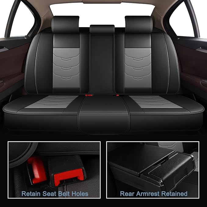 Car Seat Covers Fit for Chevrolet Traverse 2018-2025 2026 Full Set Luxury Leather Seat Cushion Waterproof Automotive Seat Protectors(5 Seat,Black&Grey)