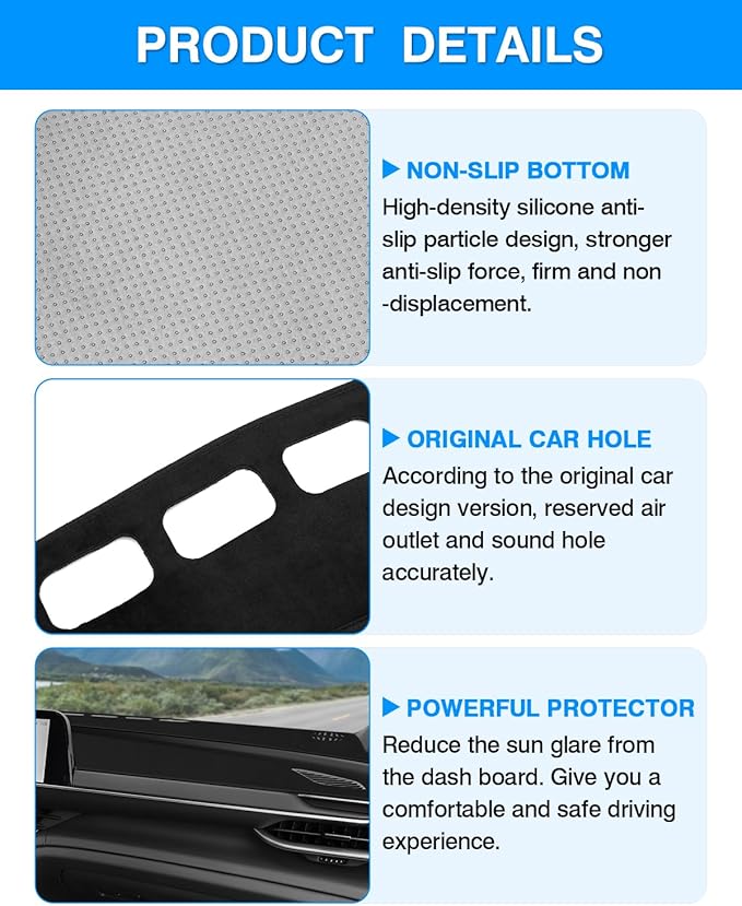 Autorder Dashboard Cover Mat Fit for 2023-2025 2026 Toyota Crown Accessories Dash Cover Flannel Dash Mat Sunshade Glare UV Rays Protector