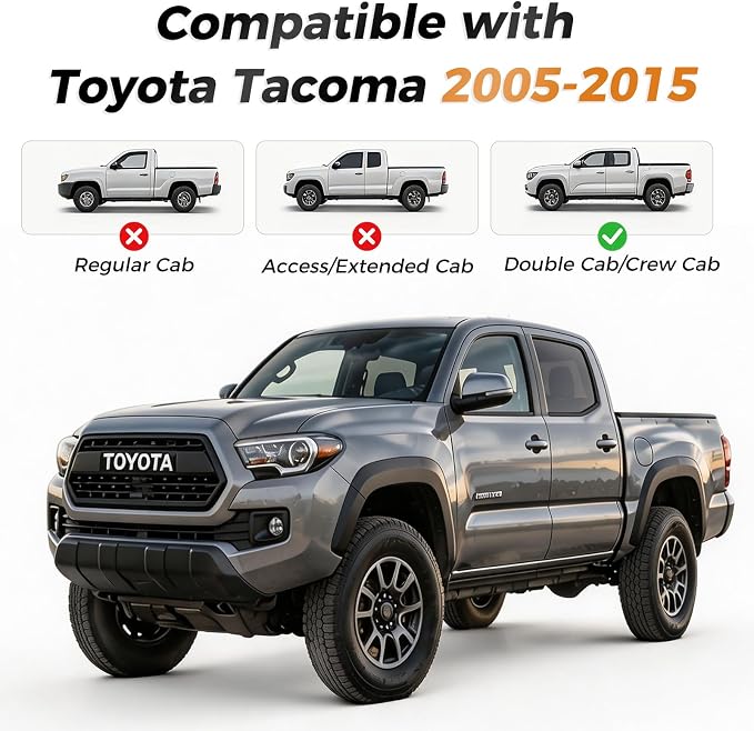 Coverado Tacoma Seat Covers, Leather Car Seat Covers Full Set Custom Fit 2005-2023 Toyota Tacoma Double/Crew Cab, Seat Covers for Cars Car Seat Protector(Brown)