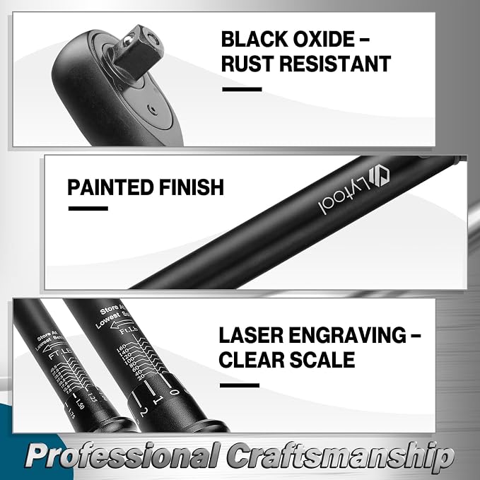 Lytool 3-Piece 72-Tooth Click Torque Wrench Set(1/4" 3/8" 1/2" Drive) with Torx and Hex Bit Socket Set 1/4”