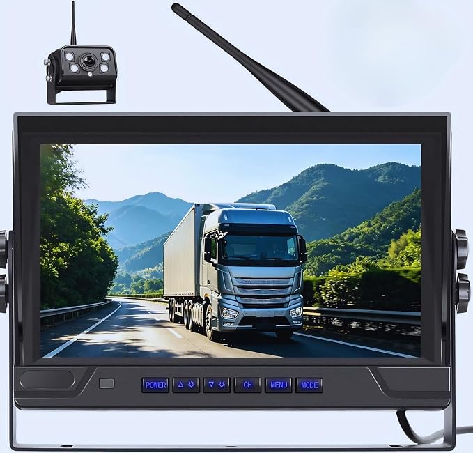 9 Inch Wireless Backup Camera for Truck RV Backup Camera Wireless, 4 Channels Split Screen, BSD Alert, Night Vision, IP68K Waterproof, for Truck, Pickup, Trailer, Cars - Parking Safety