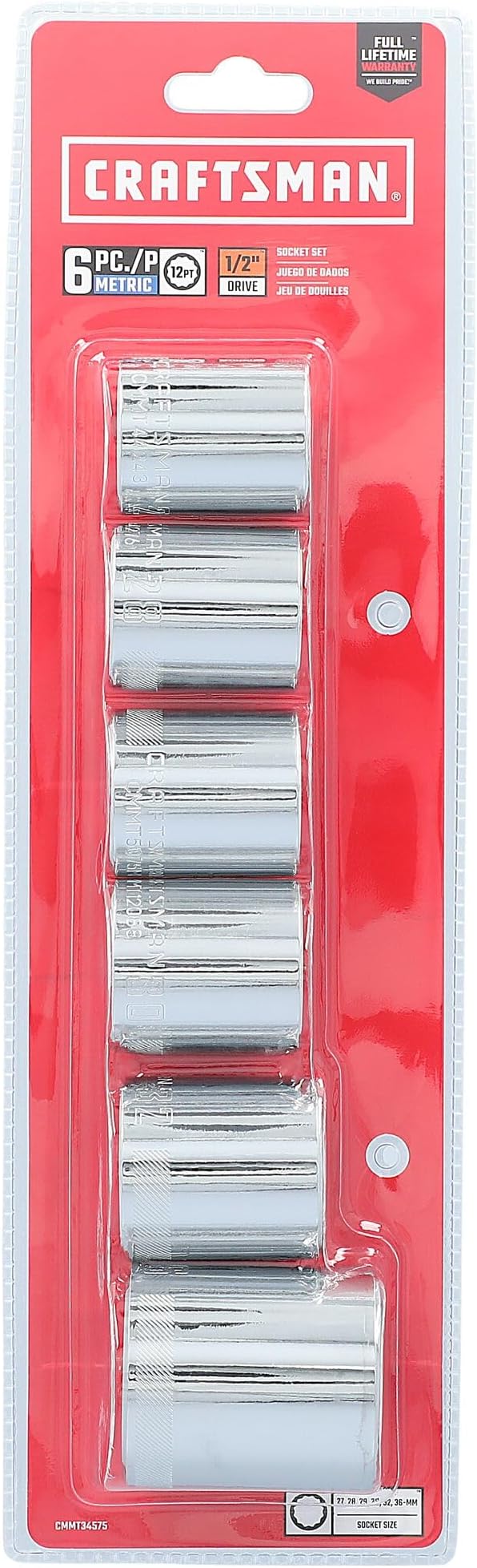CRAFTSMAN 6 Piece Socket Set 1/2 Inch Drive Metric (CMMT34575)