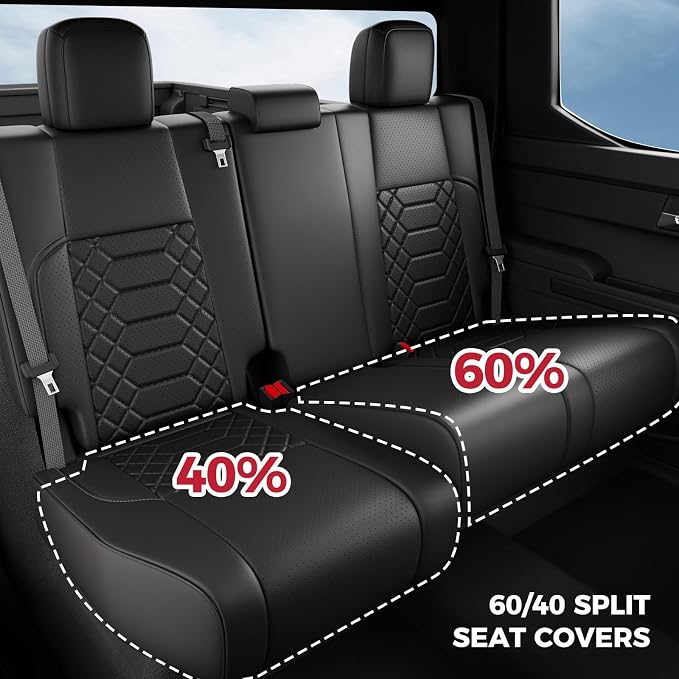 FREESOO Tacoma Car Seat Covers Fit for Toyota Tacoma 4th Gen 2024 2025 2026 Double Cab SR, SR5, Limited, TRD Sport/Off-Road,Trailhunter Full Covered (5 Seats/Black)