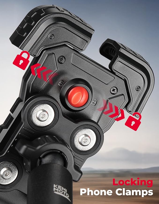 KEMIMOTO X3 Phone Mount, Anti-Vibration Dampener Cast-Aluminum Mount Dashboard One-Hand Operation Secure Lock 360° Adjustable Cell Phone Holder, Compatible with Can-Am Maverick X3 and MAX Models