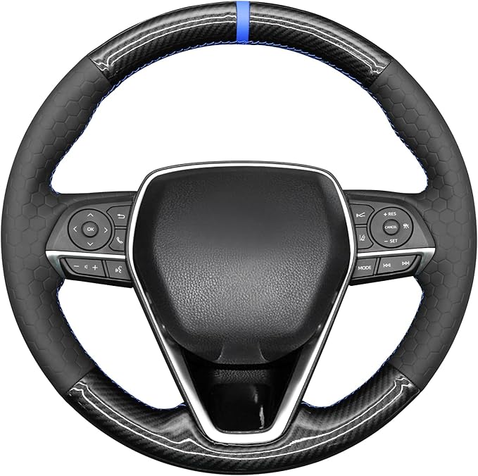 MEWANT Steering Wheel Cover for Toyota RAV4 2019-2024/Camry 2018-2024/Corolla 2020-2024/Avalon 2019-2022 Hand-Stitched Steering Wheel Wrap