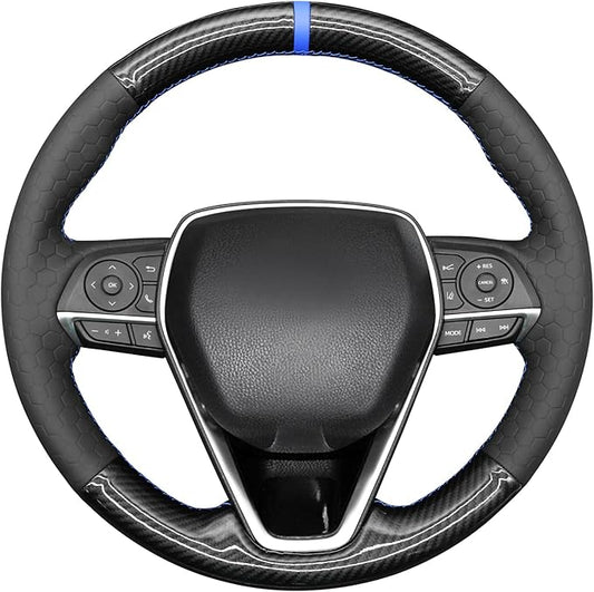 MEWANT Steering Wheel Cover for Toyota RAV4 2019-2024/Camry 2018-2024/Corolla 2020-2024/Avalon 2019-2022 Hand-Stitched Steering Wheel Wrap
