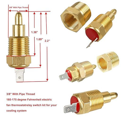Dual Electric Fan Relay Kit Electric Radiator Fan Kit Temperature Sensor Switch 185 On 175 Off Automotive Wiring Kit 60 Amp Cooling Fan Relay Switch Kit 4 Pin Waterproof Relay Kit