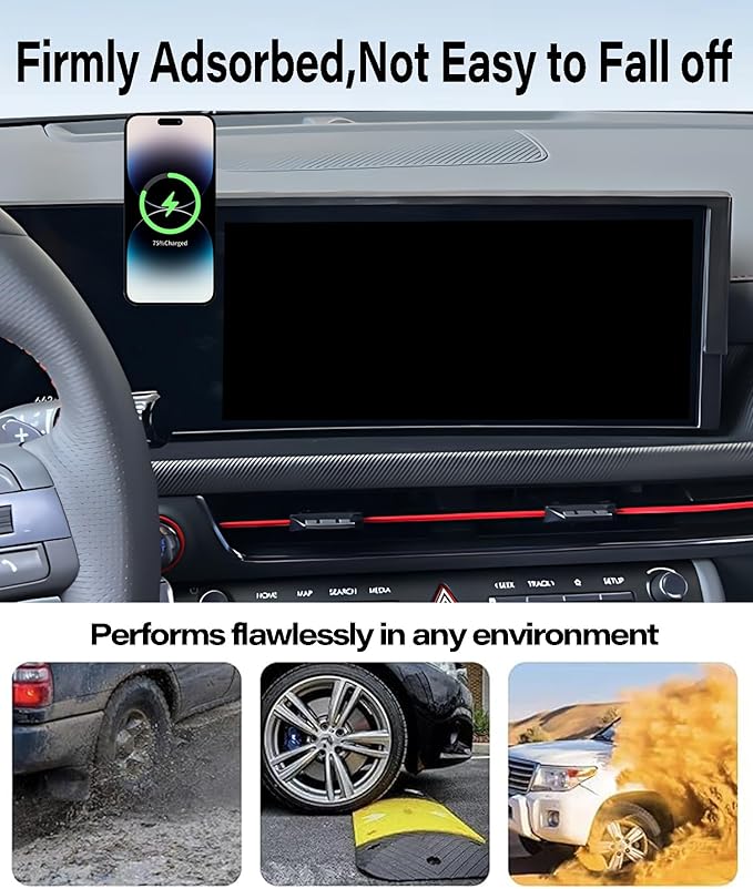 Car Phone Holder for Hyundai Sonata 2024 2025 2026 Accessories Apply to 12.3 Inch Touch Screen 15W Fast Wireless Charger Screen Fixed Clip Cell Phone Mount