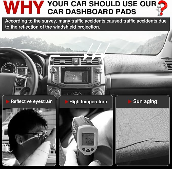 Autorder Dashboard Cover Mat for 2010-2021 2022 2023 2024 Toyota 4Runner Accessories Dash Cover Upgrade Velvet Dash Mat Sunshade Glare UV Rays Protector
