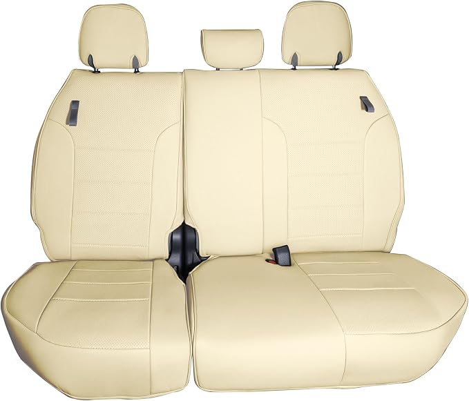 FH Group Custom Fit Car Seat Covers Specifically Made for 2021-2024 Toyota Sienna 7-8 Seater, Faux Leather Automotive Seat Covers - 3rd Row Solid Beige
