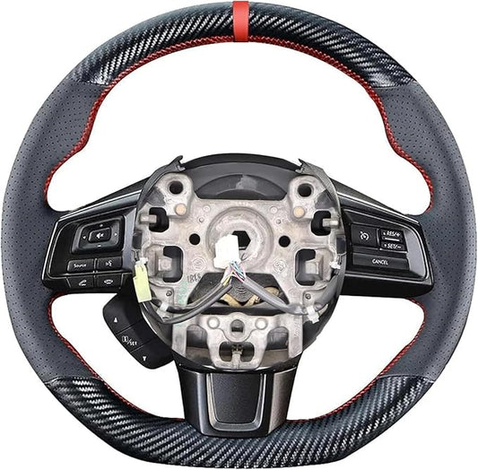 Custom Fit OEM Suede Carbon Fiber Leather Steering Wheel Cover for Subaru WRX STI 2015 2016 2017 2018 2019 2020 2021 / Subaru Levorg 2015-2019 Interior Accessories (1)