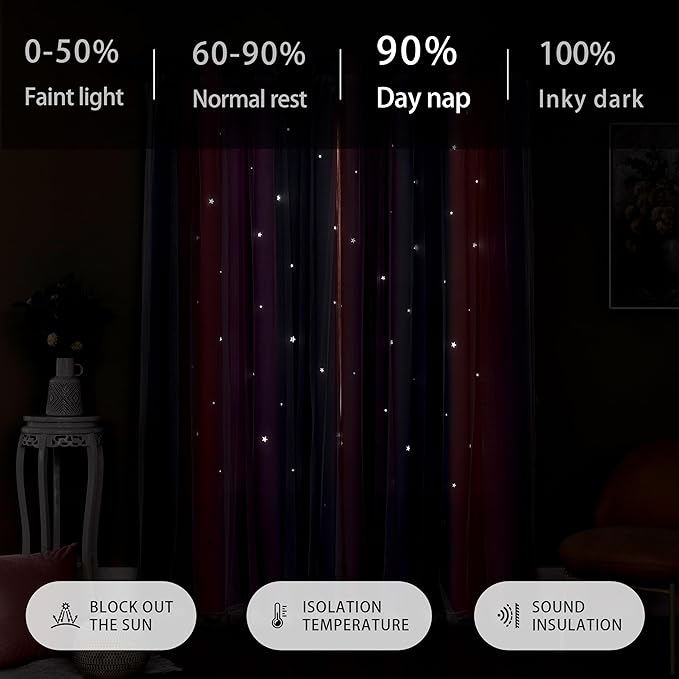 XiDi Curtains for Girls Bedroom Kids Room Unicorn Princess Theme Home Decor 84 inches Length Grey/Pink/Purple, W52 X L84 2 Panels