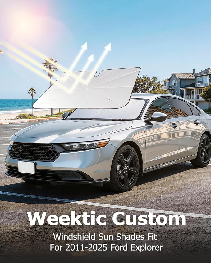 Weektic Custom Windshield Sun Shade Umbrella for Honda Accord 2013-2026, [Double Thickened Ice Crystal Coating] Sun & Heat Protection, Keep Vehicle Cool & Protect Interior