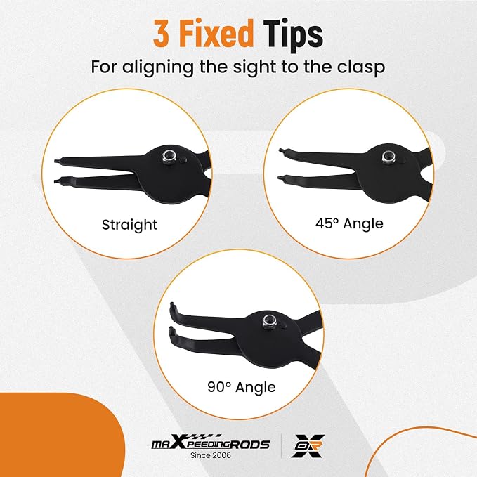 maXpeedingrods 12 Piece Versatile Retaining Snap Ring Pliers set, Heavy Duty Fixed Tip Combination Internal and External Snap Ring Pliers for 0.038in 0.047in 0.070in 0.090in