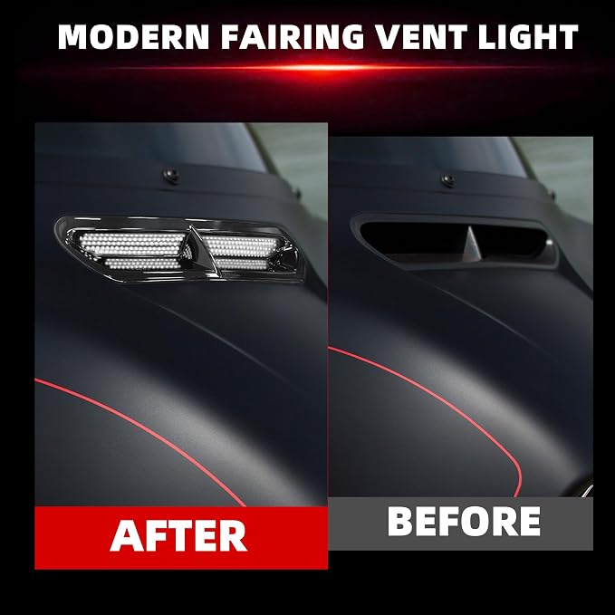 FATECIM Dynamic LED Motorcycle Batwing Fairing Vent Insert Lights for Harley Touring Street Glide Ultra Limited Electra Glide FLHX FLHTK 2014-2023 (Black with White Running Light & Amber Turn Signal)